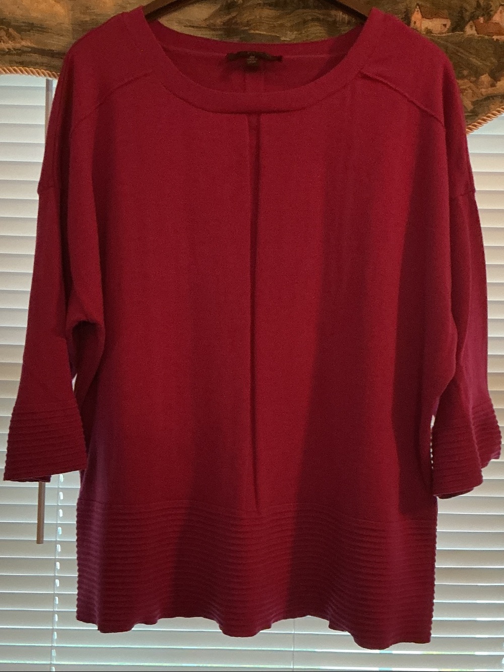 Cyrus Women's Scoopneck Rib-Band Sweater in Deep Berry